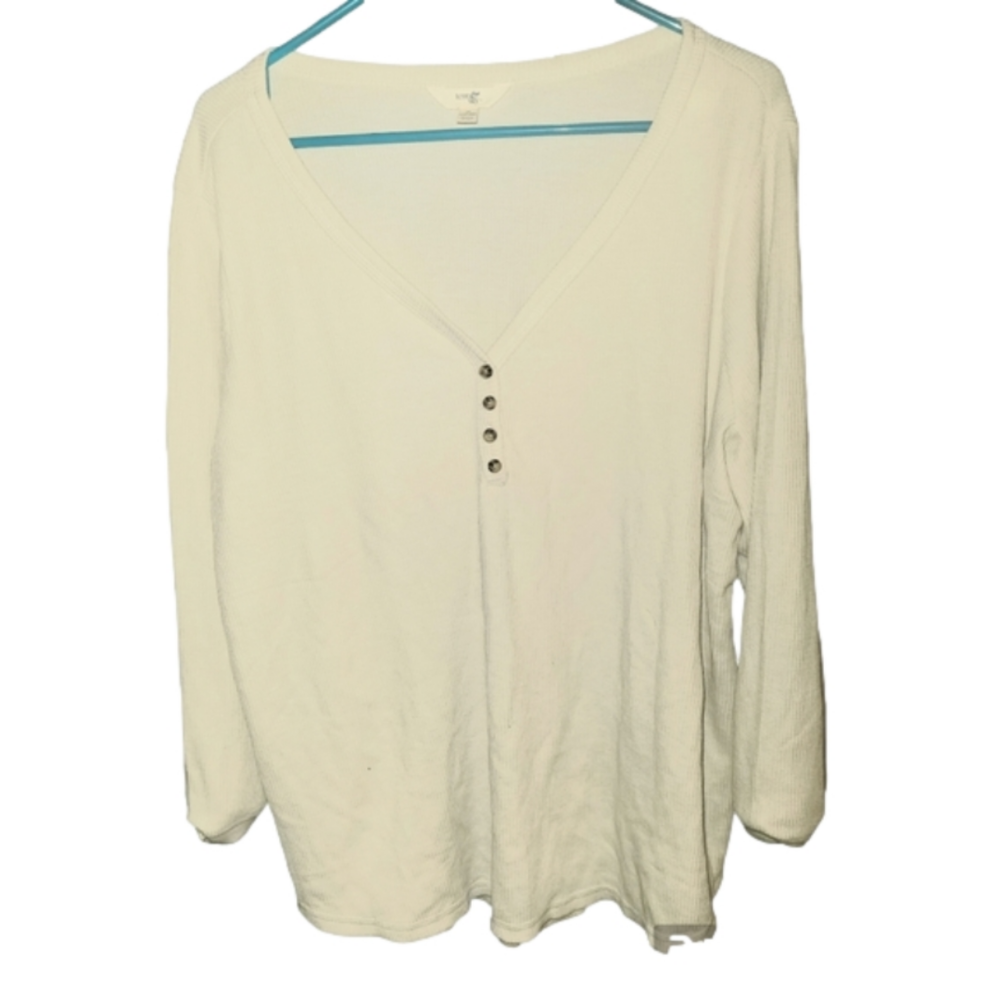 Terra &sky women's 2x quarter button down long sleeve shirt